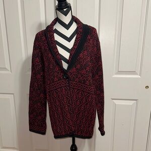 Nomadic Traders Red and Black Patterned Cardigan
